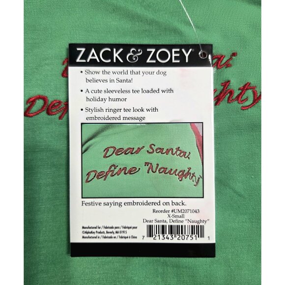 Zack & Zoey Dog Sweater Pullover XS Dear Santa Define Naughty NWT - Picture 5 of 8